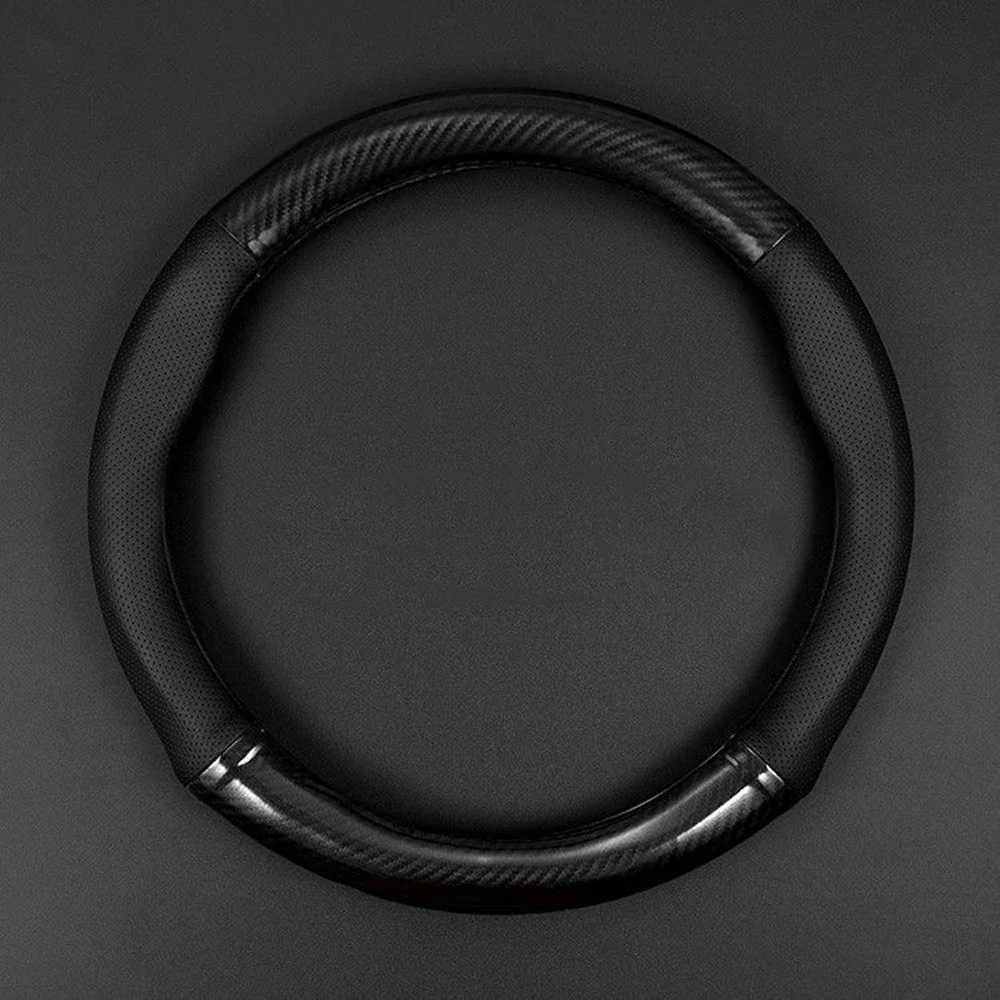Protector Universal para volante de coche, fibra de carbono, cuero, tridimensional, antideslizante, tonto y accesorios de moda para coche