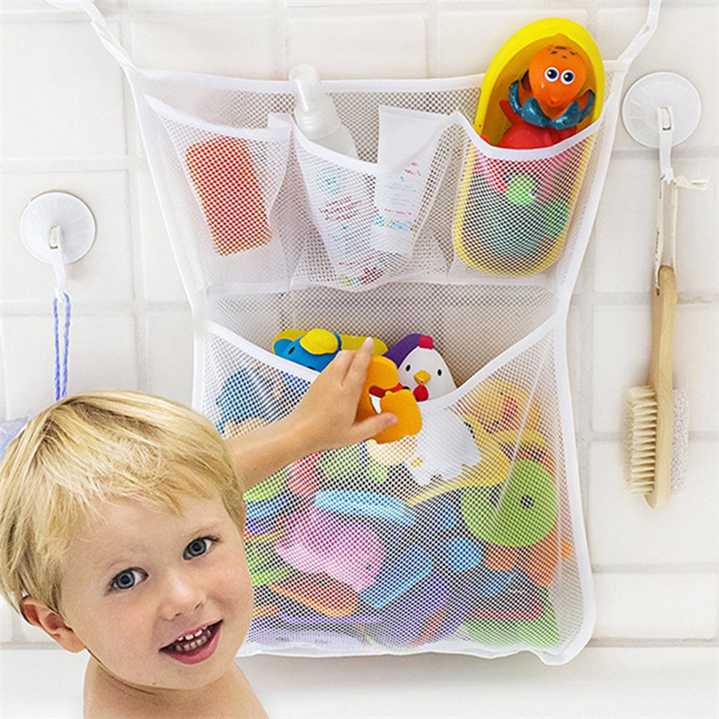 Bolsa de malla para baño de bebé, bolsa de juguetes de baño para niños, cestas con ventosa de red, organizador de muñecas para bañera para niños, bolsa de red de almacenamiento de juguetes de baño