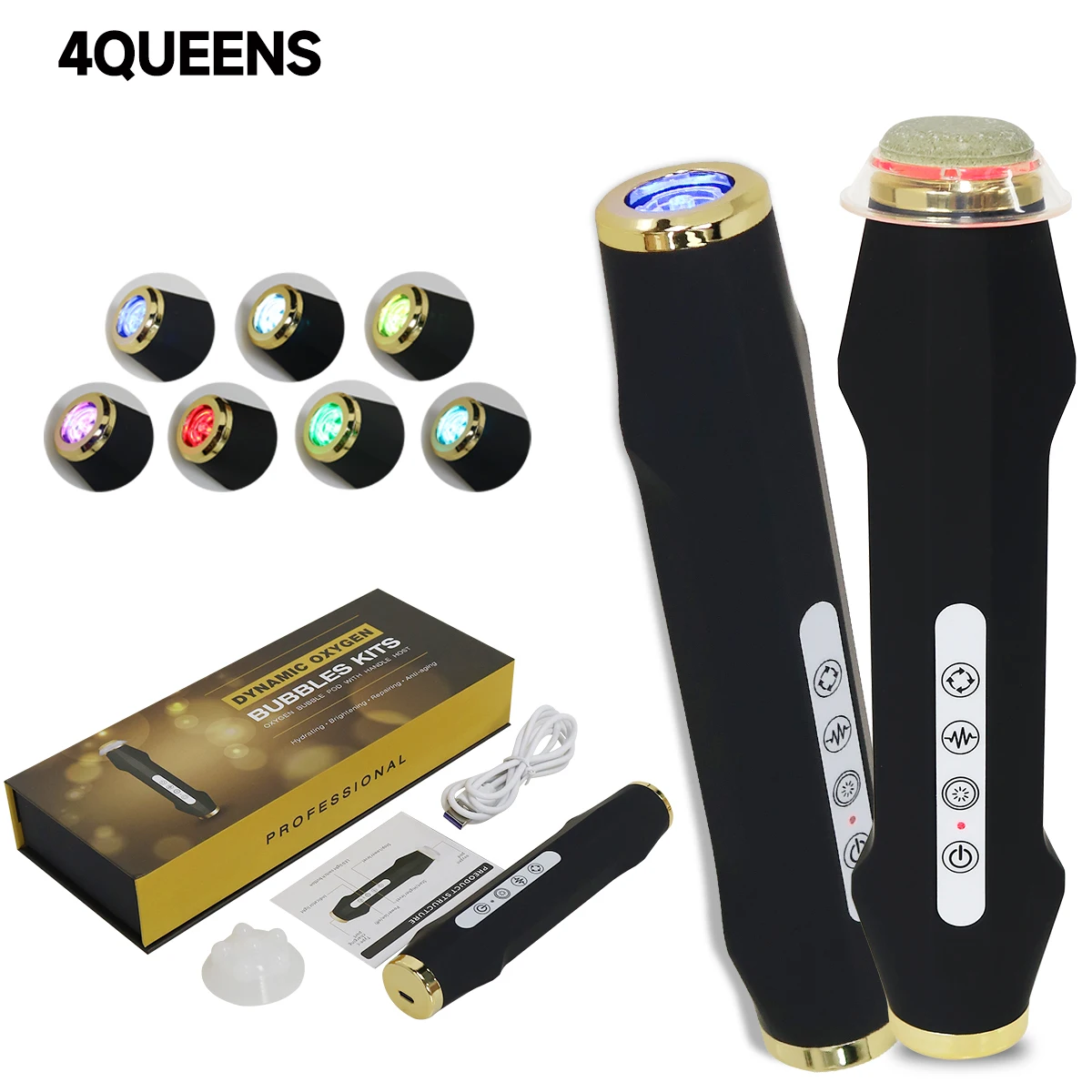 4Queens Bubble Oxygen Facial Portable CO2 Oxygen Bubble Pen, Перезаряжаемый аппарат для очищения лица для СПА, Балансирующая ручка, Антивозрастной уход за кожей Красота