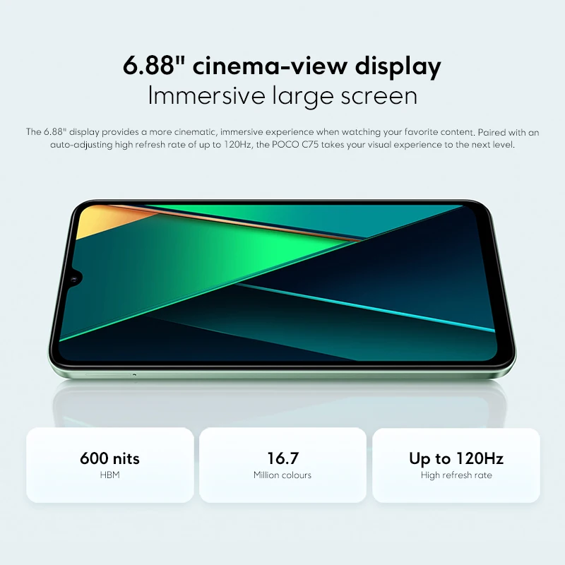 POCO C75 Global Versionสมาร์ทโฟนNFC 128GB 256GB 6.88 "Dot Drop Display Helio G81-Ultra 50MPกล้องขนาดใหญ่ 5160MAhแบตเตอรี่