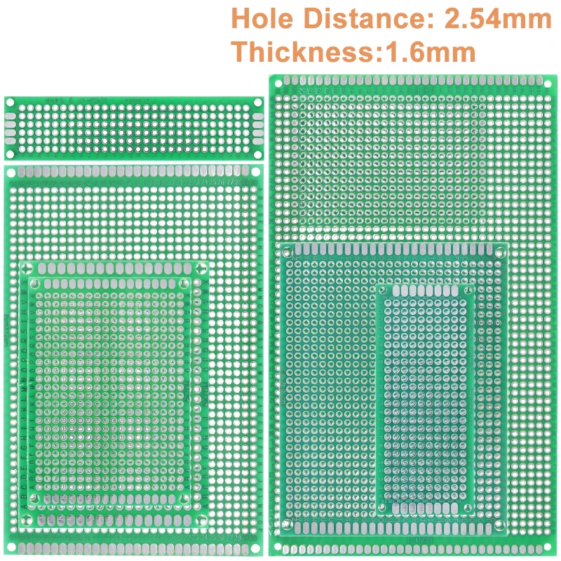 TZT 2x8 3x7 4x6 5x7 6x8 7x9 8x12 9x15 cm Double Side Prototype Diy Universal Circuit  Board Protoboard For Arduino