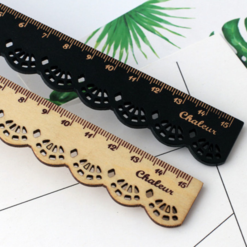 1 Piece Wood Lace Straight Ruler Office School Supply Ellen Brook Drawing Sewing Vintage