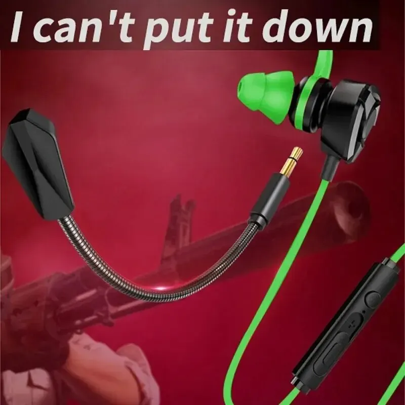 E Sports Gaming with Microphone In-ear Headphones Noise-cancelling Plug-in Mobile Computer Earbuds Wired Earphone PUBG Headset