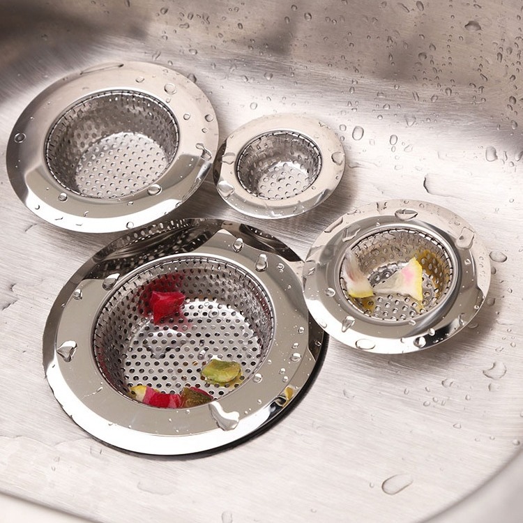 Filtre d'évier de cuisine en acier inoxydable, bouchon de vidange en maille, crépines en maille d'égout, filtre d'évier de salle de bains, trou de vidange, piège filtrant 1/2 pièces