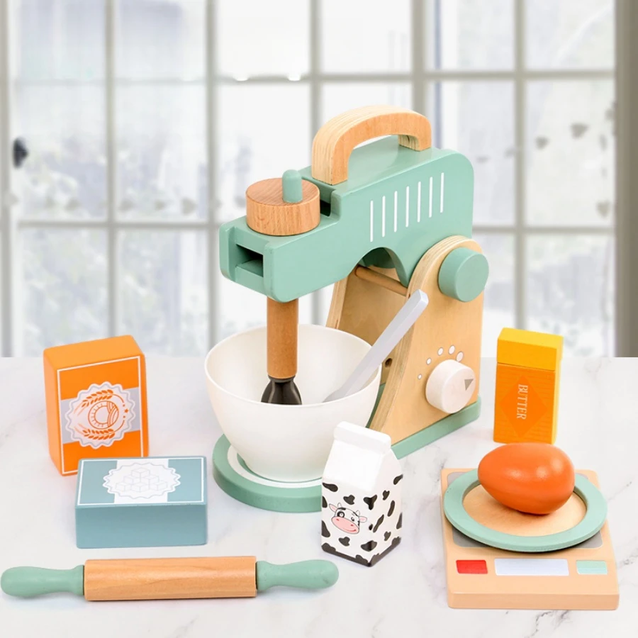 Children Play House Simulation Teapot Girl Tea Kitchen toys, wooden cake kindergarten birthday present