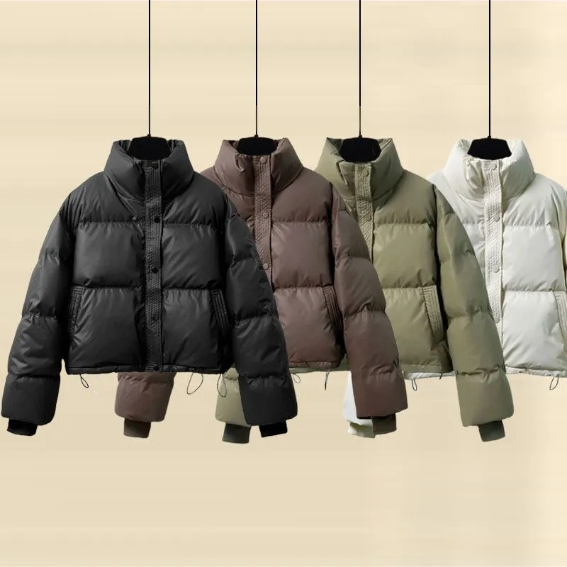 Parkas de inverno grosso pão coat2025new descartável couro do plutônio para baixo algodão-acolchoado jaqueta feminina curto quente algodão acolchoado casaco feminino