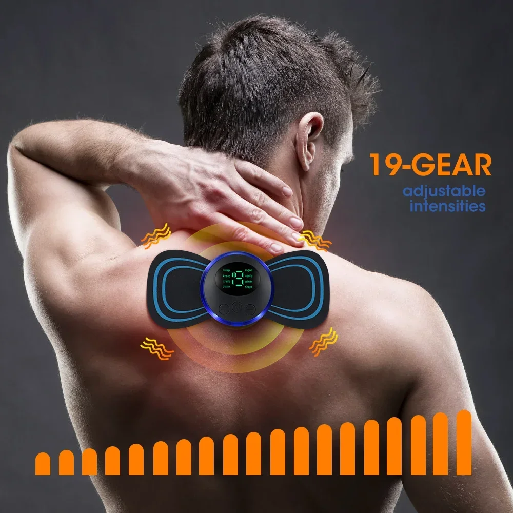 Ems massageador elétrico de pescoço, estimulador de massagem muscular, instrumento de baixa frequência, costas, cervicais, panturrilha, mini dispositivo de articulações