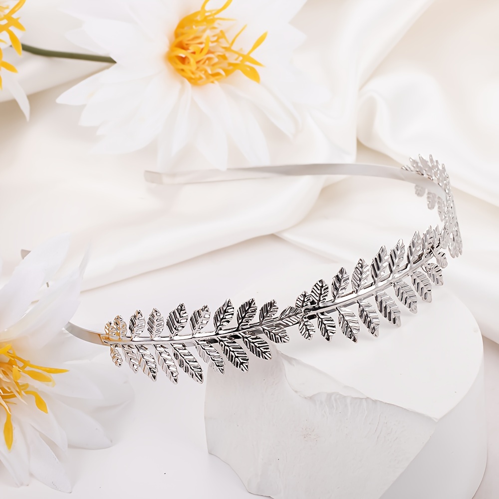 Faixa de cabelo elegante com folhas de cor sólida! Design antiderrapante, nova decoração de folha de ouro, estilo barroco retrô.