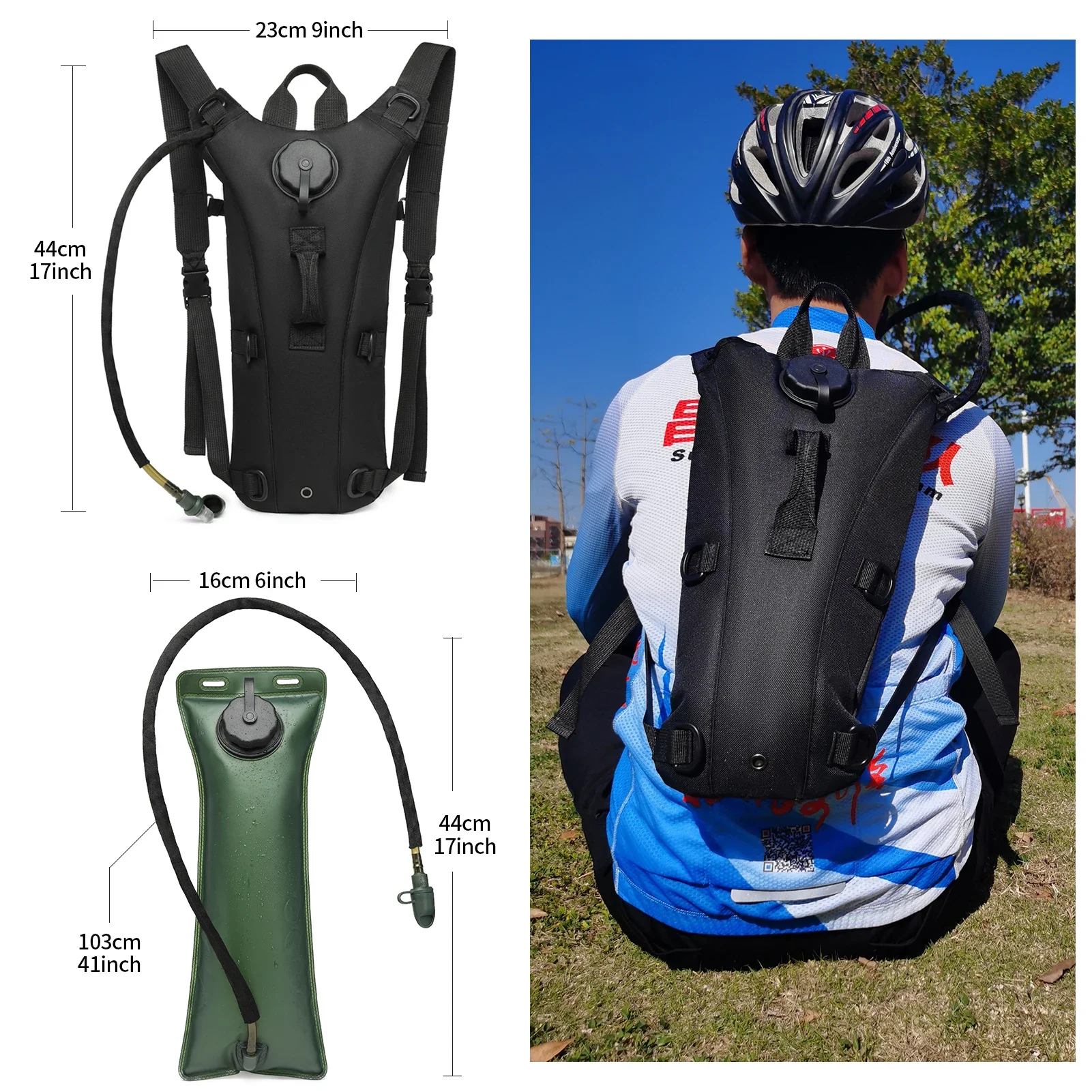 Military Class Camel Backpack with 3L Waterproof Water Bladder for Running, Jogging, Cycling