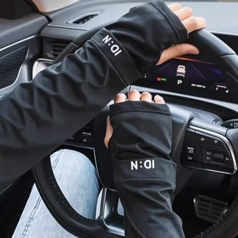 Summer Ice Sleeve Sun Protection Sleeves Driving Gloves Long Fingerless Cool Arm Warmer Solid Color Outdoor Beach Arm Protection