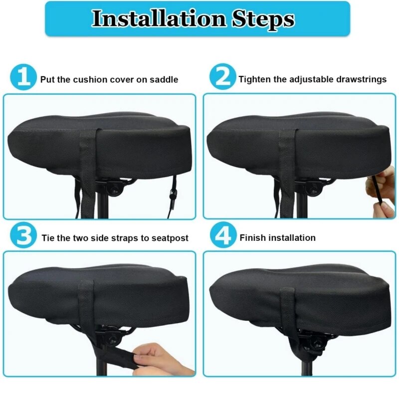 Housse de siège de vélo en éponge de Gel, housse de coussin de siège de vélo d'exercice confortable, douce pour les vélos stationnaires de montagne de classe de cyclisme