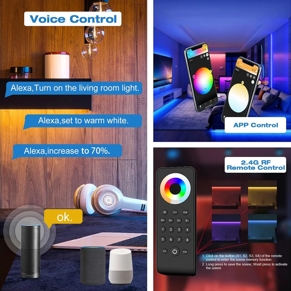 ZIGBEE Tuya RGBCCT LED Controller DC 12V 24V Dimmer 5CH RGBW RGB CCT Fahrer Stimme Smart control Unterstützung Smart Leben Alexa Echo WZ5