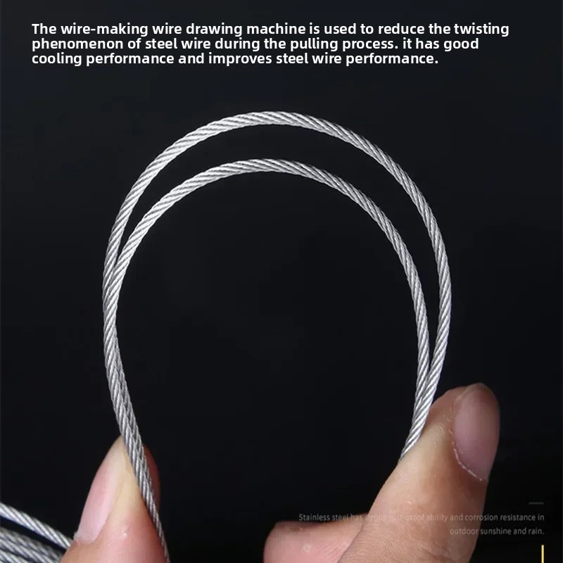 Corda de fio de aço inoxidável 50m/100m 304, cabo de elevação de pesca macio 7*7 varal 1mm/ 1.5mm/2mm