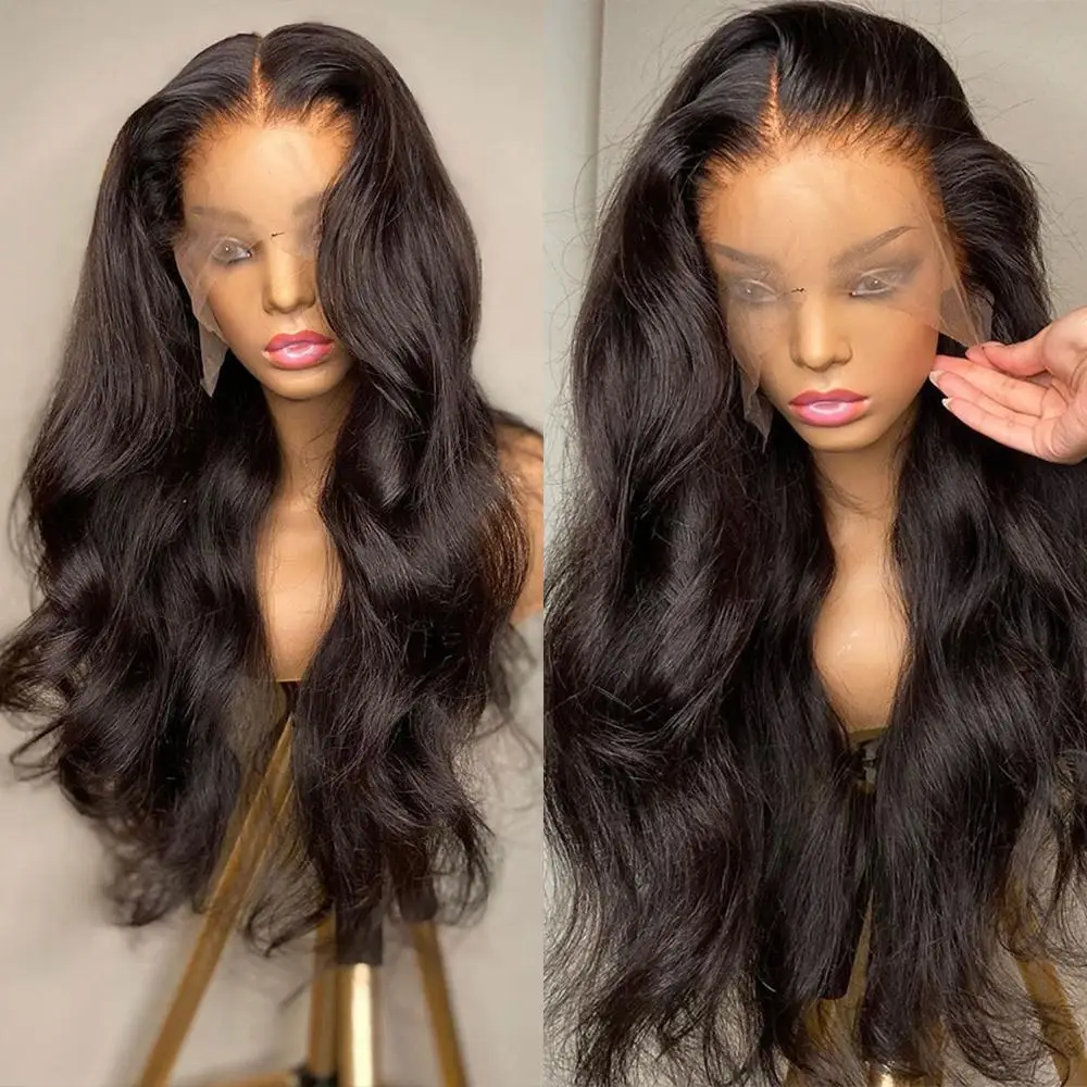 250% 30-36 pulgadas onda del cuerpo 13x6 Hd cabello humano Frontal Pre-arrancado encaje brasileño Remy 13x4 peluca con malla Frontal 4x4 cierre con encaje completo HD