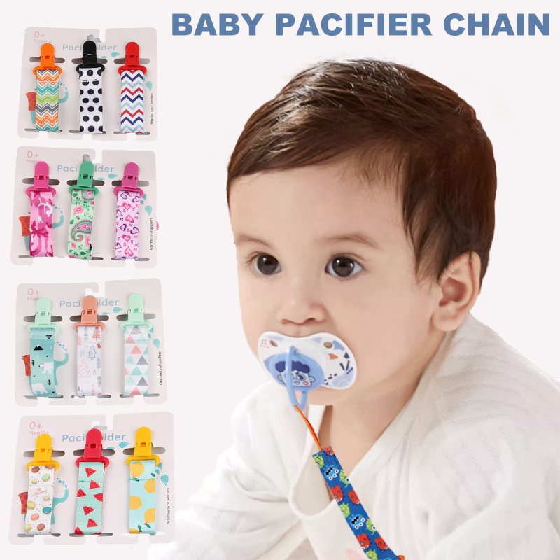 3Pcs/Set Baby Pacifier Clip Personalized Pacifier Chain Dummy Clip Nipple Holder For Baby Cartoon Print Child Pacifier Clips