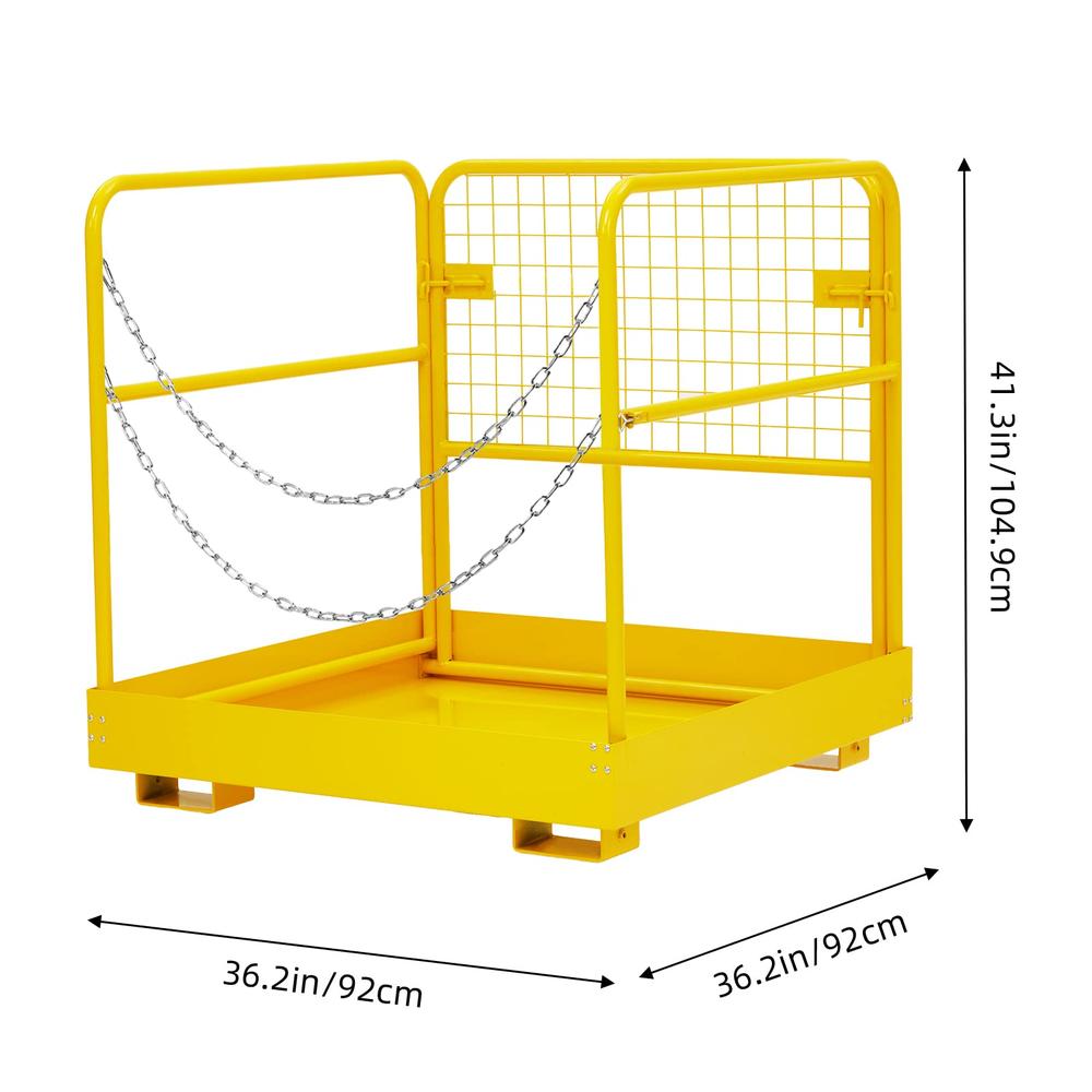 Forklift Safety Cage Work Platform 36"x36" 1200 Lbs Capacity Foldable Man Basket Paint Roof Tree Service Warehouse Construction