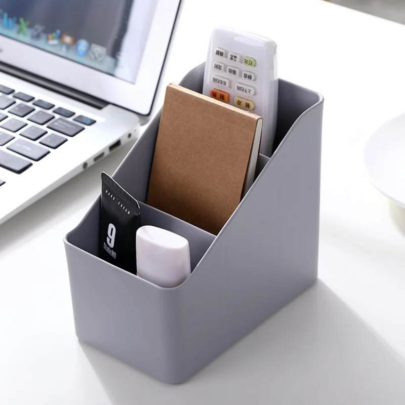 โต๊ะ Office Storage Organizer ผู้ถือรีโมทคอนโทรลพลาสติก Desktop Clutter Sorting Box อุปกรณ์ห้องนั่งเล่นโรงเรียน