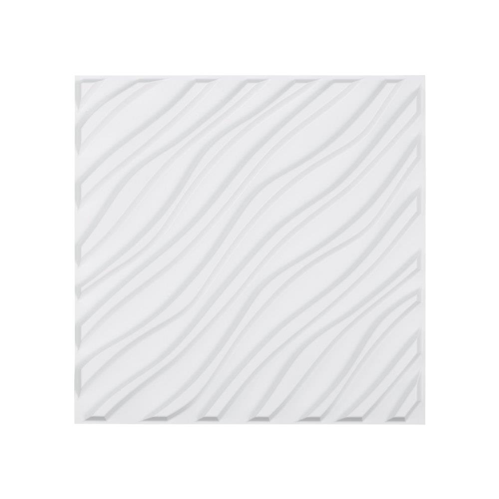 3D Wall Panels 12-Pack 19.7x19.7 inches PVC 32 Sq Ft Coverage Wave Matte White
