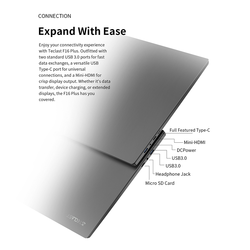 Teclast Notebook F16 Plus Laptop 15.6", Windows 11 Pro, 8GB/12GB RAM 256GB/512GB SSD, CPU N4120, USB, mini-HDMI, Type-C,38000mWh