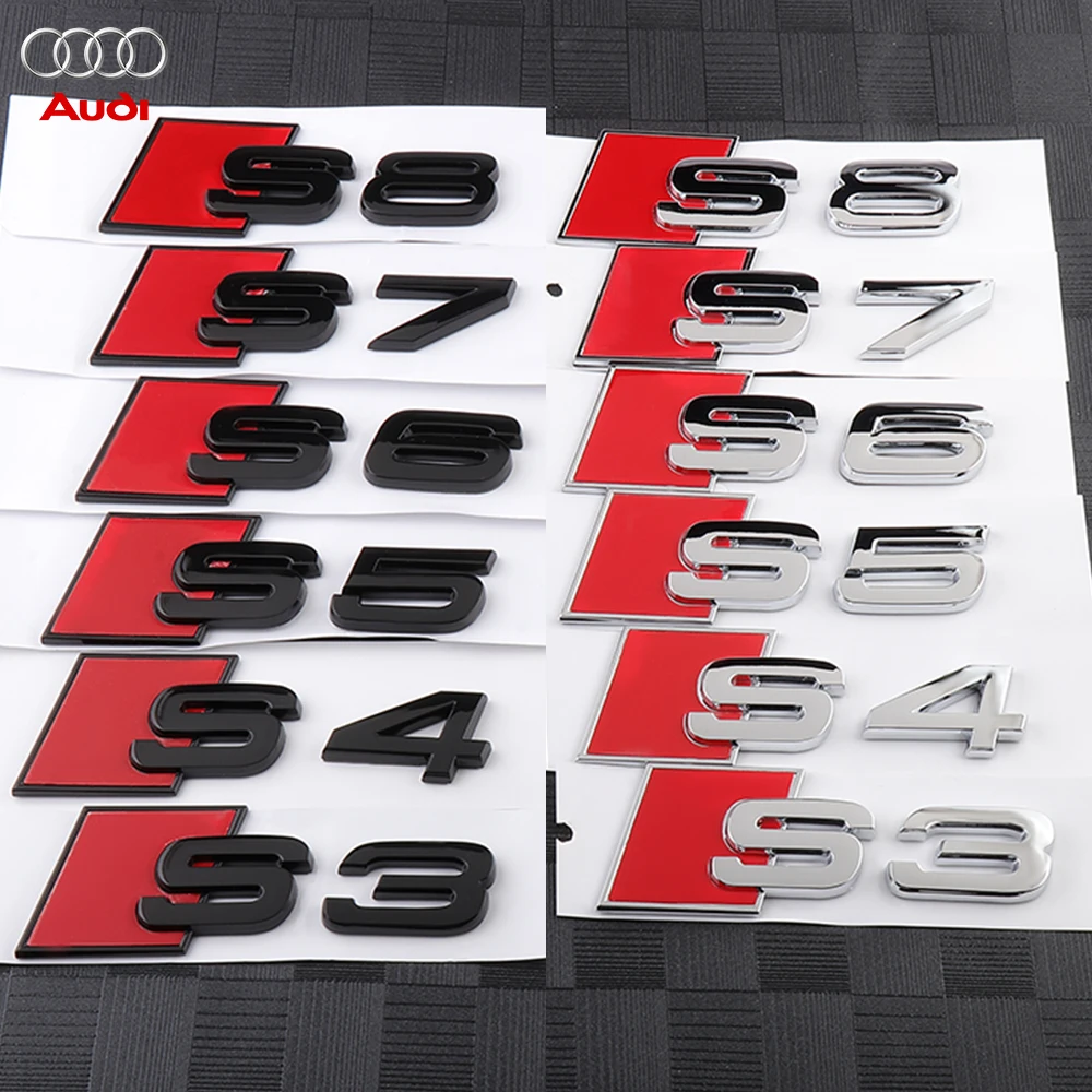 Insignia ABS para maletero trasero de carrocería de coche, emblema S3 S4 S5 S6 S7 S8, accesorios de decoración para Audi A4 B8 B6 B9 B7 A3 8P 8V 8L A6 C7 C6 C5
