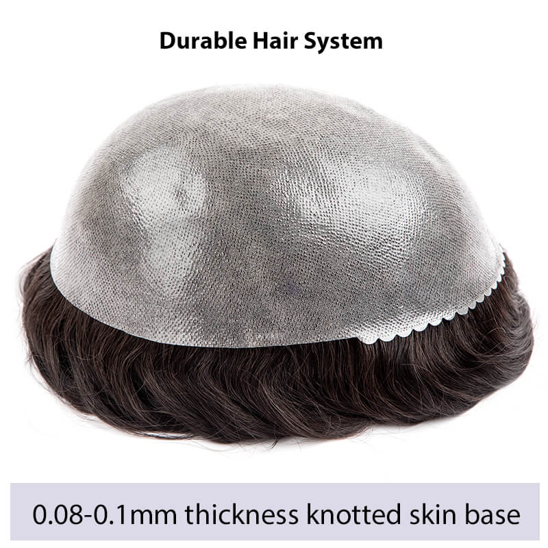 Toupet Männer 0,08-0,10mm Haut Basis Langlebig Mann Perücke Männliche Haar Prothese Natürliche Menschenhaar Perücken Für männer kapillare Systeme Einheit