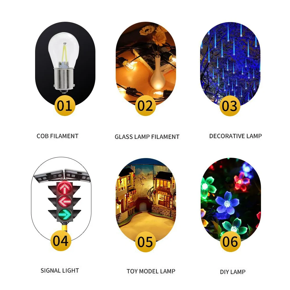 LED Filament Flexible DC3V 25 80 110 128 190 300mm Positive Negative Same End DIY Edison Bulb Lamp Part Decorative Lamp Lighting
