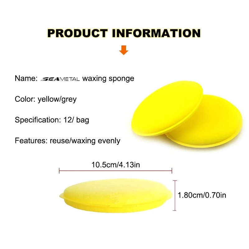 SEAMETAL 12pcs รถรอบแว็กซ์ภาษาโปลิชคําฟองน้ําโฟมความหนาแน่นสูง Applicator Pads ฟองน้ําขัดสําหรับรายละเอียดรถเครื่องมือ