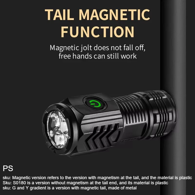 Lanterna LED Monster de três olhos, caminhada noturna, brilho portátil, iluminação magnética estroboscópica forte, Flash Little Monster