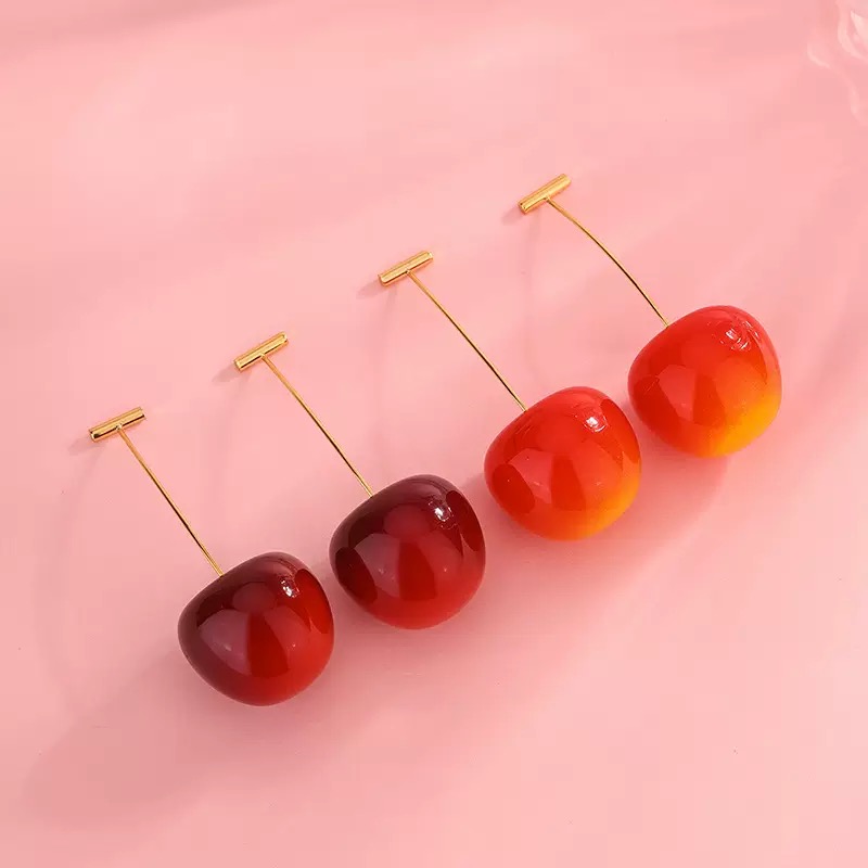 Brincos de cereja doce para mulheres – adoráveis pregos de prata 925 – presente perfeito para meninas