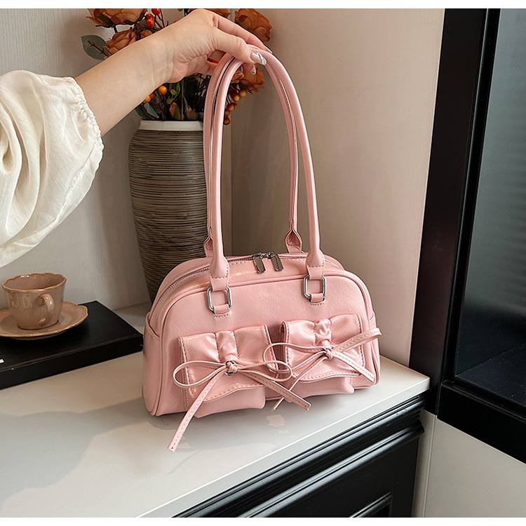 Bolso Baguette De moda para Mujer, bandolera De hombro con lazo De especias, Bolso De mano