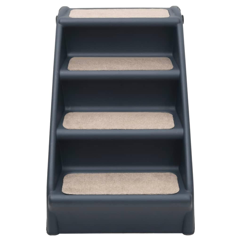 Compact Dark Grey Folding 4-Step Dog Stairs - Pet Steps for Easy Access