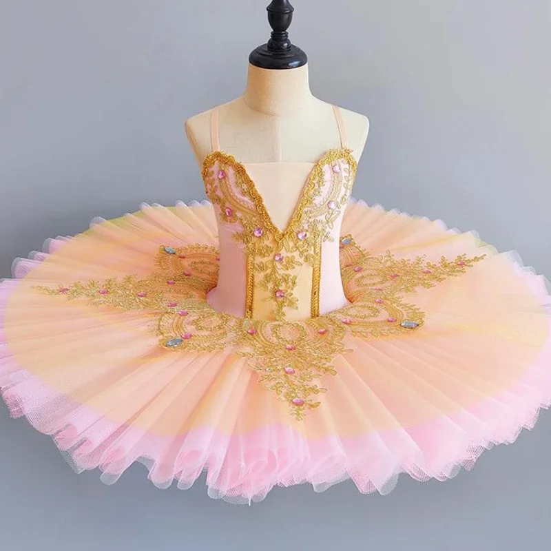 Costume da balletto professionale per ragazza blu rosa pancake principessa balletto vestito da ballo