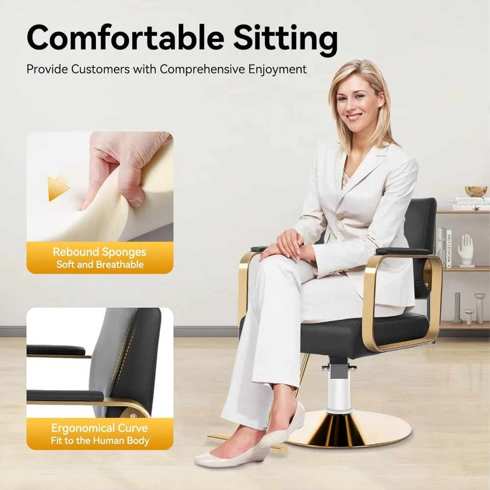 Barber Salon Chair, 440lbs Adjustable Beauty Spa Hair Styling Salon Chair 360° Rotatable Multi-Function Barber Chair