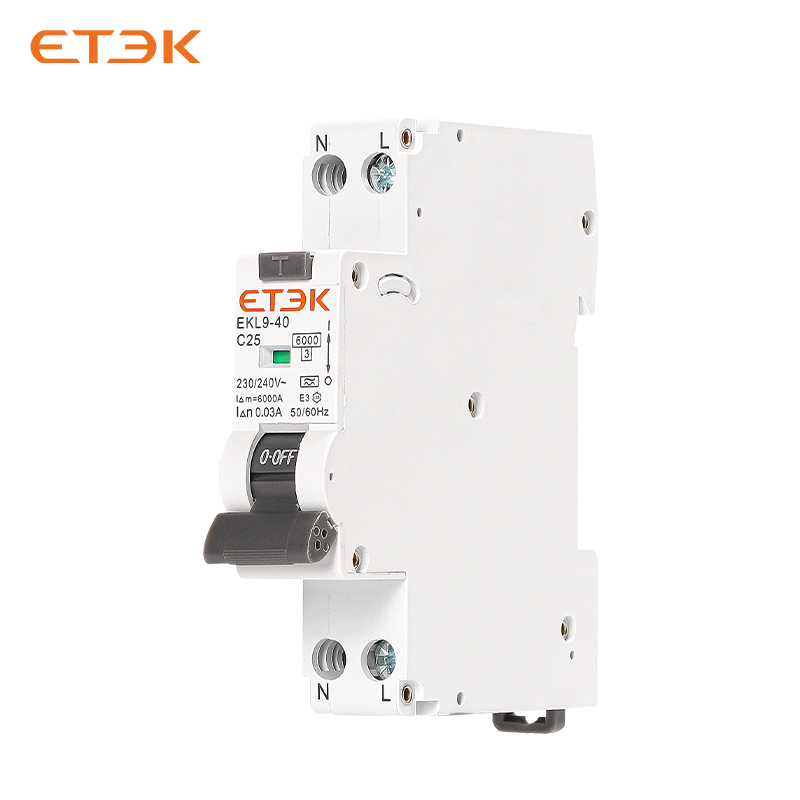 ETEK RCBO Автоматический выключатель остаточного типа A 6KA 1P+N 2P 16a 20a Curve CW с защитой от утечки перегрузки по току 30 мА EKL9-40