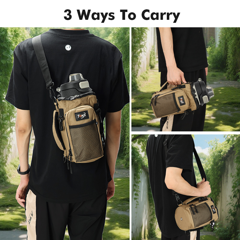 Bolsa de garrafa de água isolada multifuncional com ombro crossbody portátil ideal para caminhadas, ciclismo, acampamento, pesca