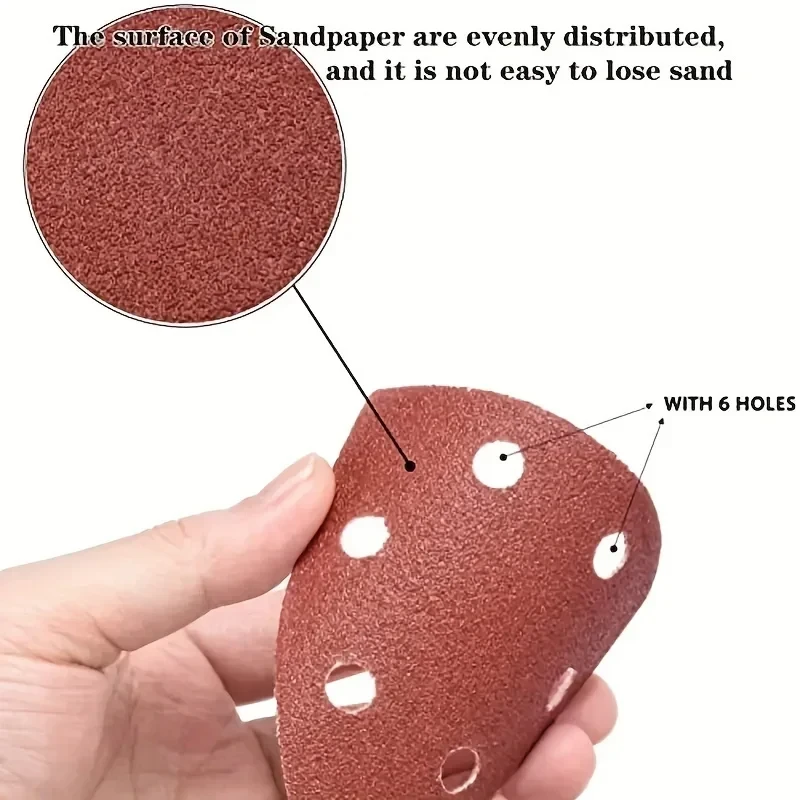 60PCS Triangular Sanding Pads 6 Hole 60 80 120 180 240 320 Grit for Delta Multi Jet Sander