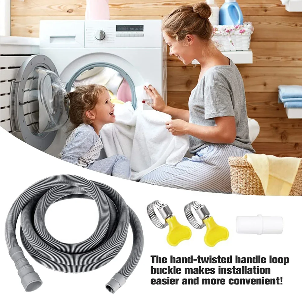 Drain Hose Extension Set Universal Washing Machine Hose 10Ft, Include Bracket Hose Connector and Hose Clamps Drain Hoses