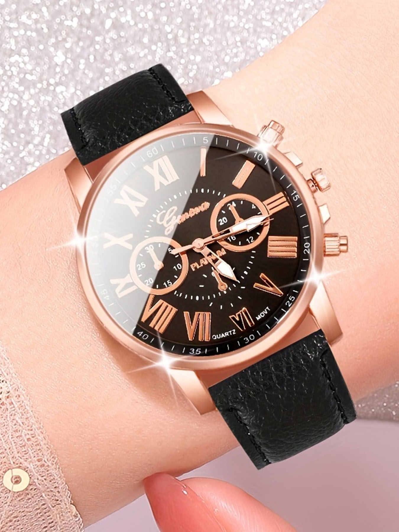 5PCS 여성 시계 세트 패션 로마 다이얼 숙녀 쿼츠 시계 캐주얼 가죽 밴드 손목 시계 Relogio Feminino Reloj Mujer