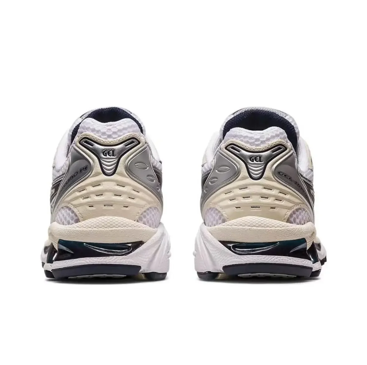 Asics Gel-Kayano 14 Men and Women Round Toe Lace-Up Retro and Comfortable Low-Top Running Shoes Unisex Black and White Silver