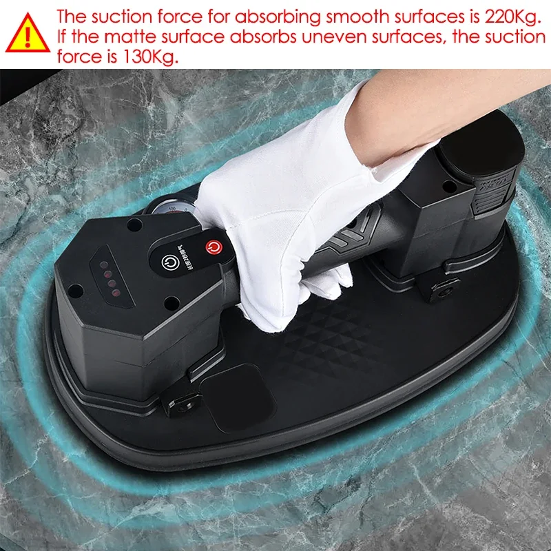 220kg Load Industrial Grade Electric Vacuum Suction Cup Heavy Lifter Granite Glass Tile Suckers Lifting Tool 1500mAh Box Pack