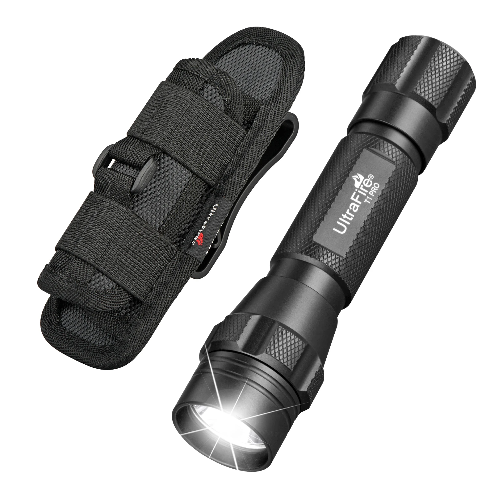UltraFire T1 Pro Military Tactical Flashlight with Holster 1200LM Powerful Rechargeable Police Flashlights for Outdoor Daily Use