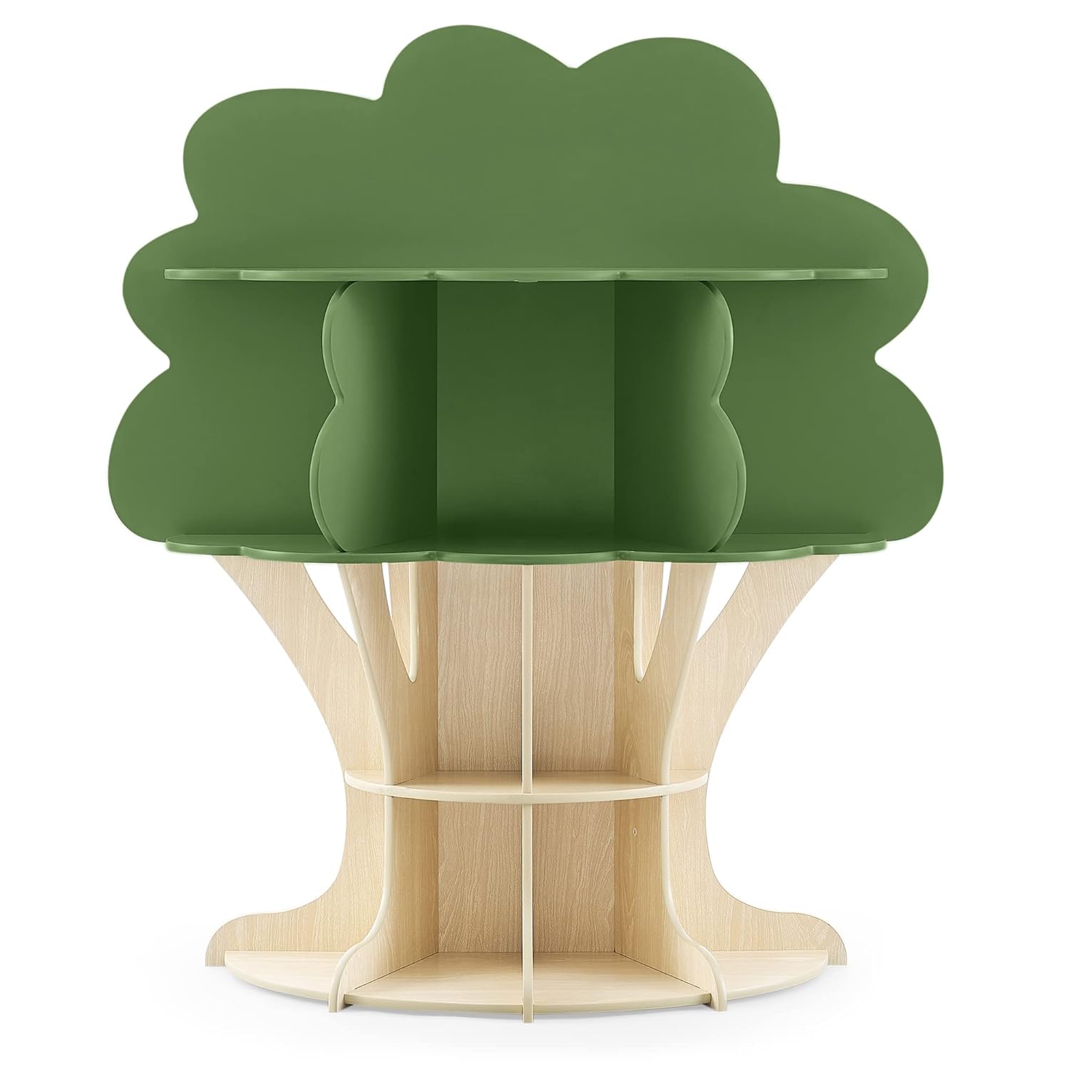 Children Tree Bookcase - Gold Certified, Fern Green/Crafted Natural