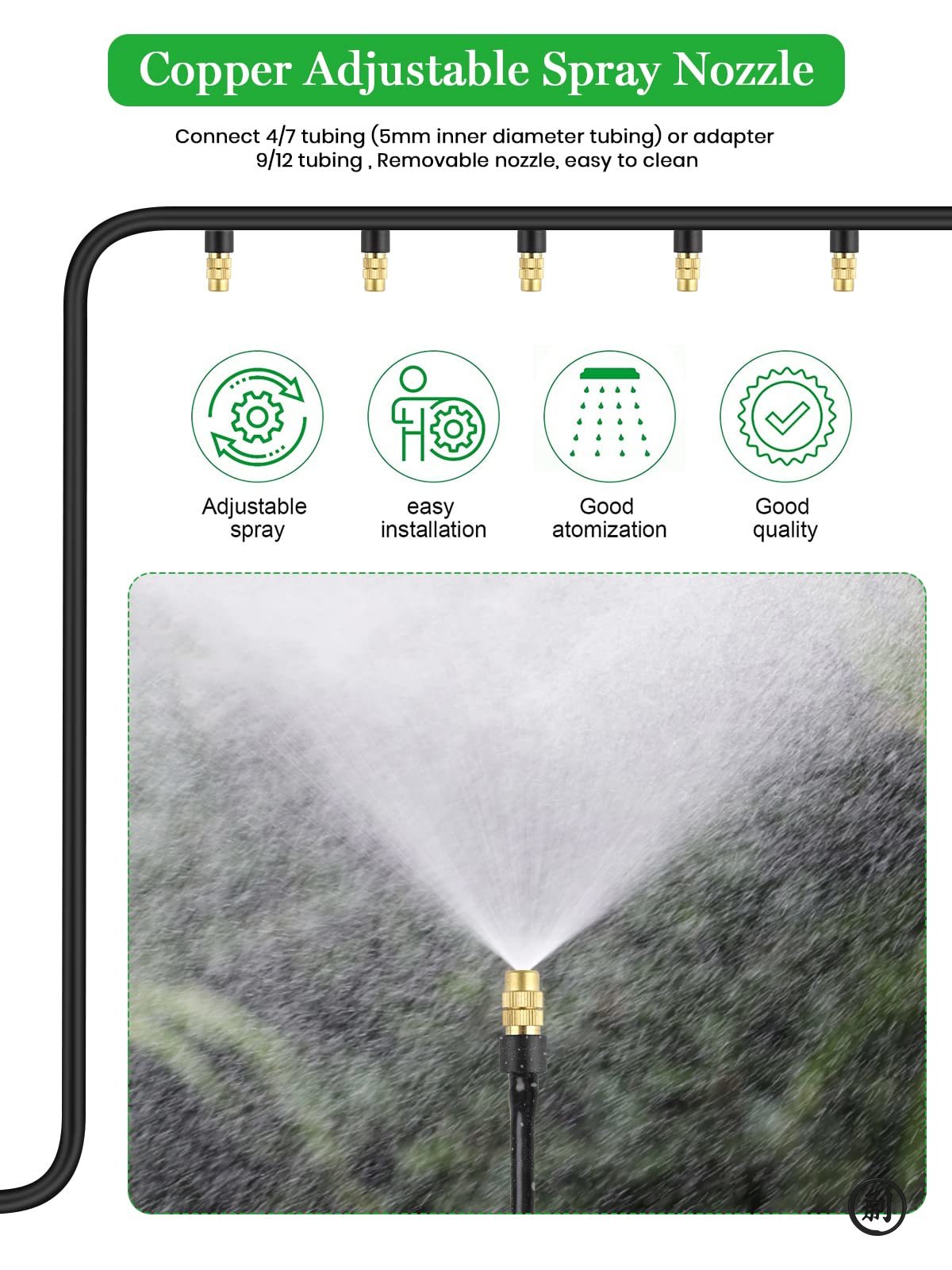Sistema de refrigeración por nebulización para exteriores, 10 Uds., 4/7PVC, riego de jardín, atomizador de latón de 1/4 pulgadas, microaspersores ajustables para jardín
