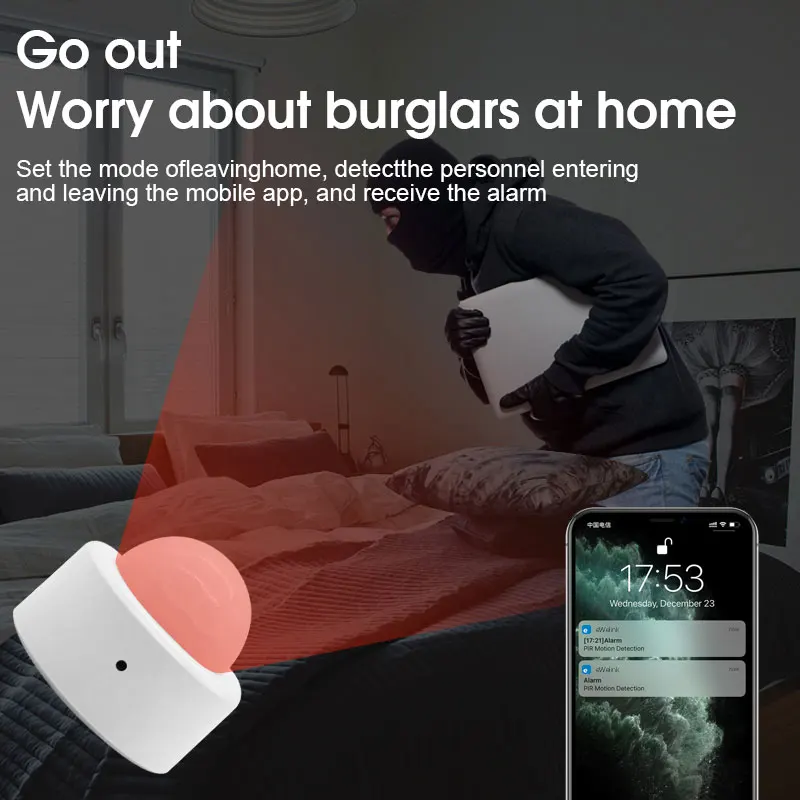 Xiaomi Zigbee-Sensor de movimiento PIR, Sensor de movimiento del cuerpo humano, Detector de seguridad inteligente, Control de vida inteligente, funciona con Alexa y Google Home