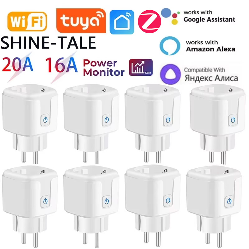 Tuya WiFi inteligente/Zigbee enchufe UE 16A/20A con función de temporizador de monitoreo de energía Control de voz Alexa Google Home Alice