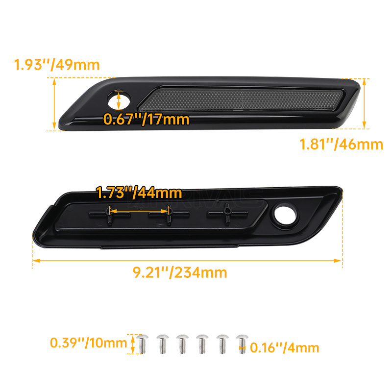 オートバイブラックハードサドルバッグラッチカバースモークリフレクターハーレーツーリングロードキングロードグライドストリートグライド 2014-up