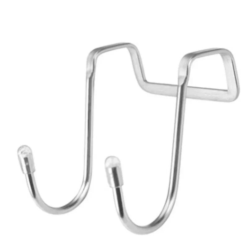 2PC 304 ตะขอสแตนเลสเจาะฟรี Double S-Shape Hook ห้องครัวห้องน้ําประตูตู้ด้านหลังประเภท Coat ผ้าเช็ดตัวแขวน