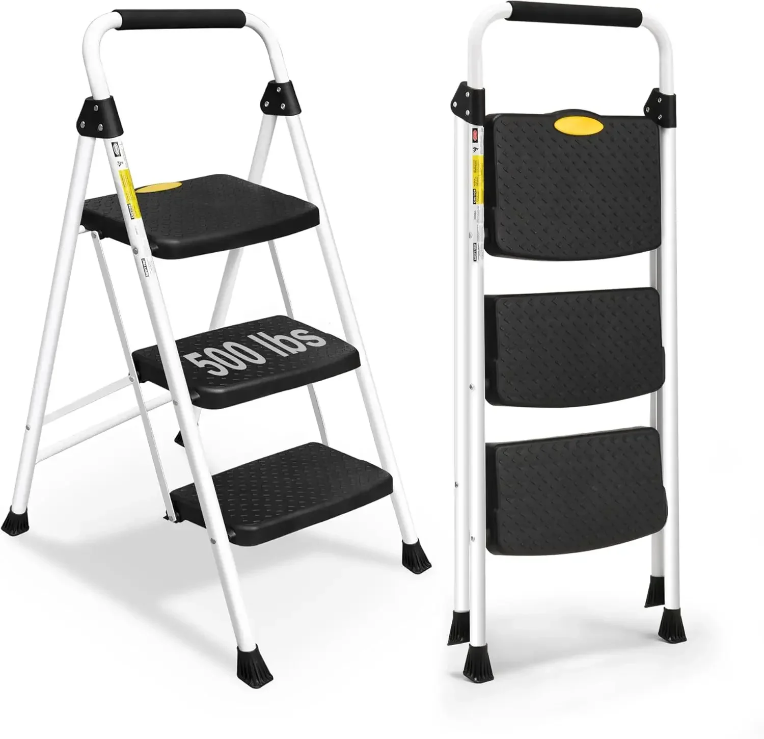 HBTower Escalera Plegable Escalera 3 Peldaños Taburete Cocina con Pedal Ancho Antideslizante, Agarre