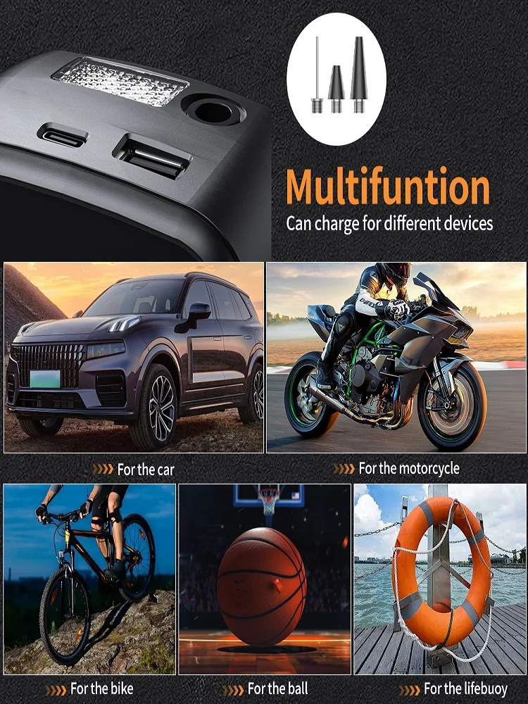 Bomba de aire portátil para coche, inflador de neumáticos eléctrico, pantalla Digital inteligente, inflador de neumáticos para coche, motocicleta, compresor de aire para bicicleta