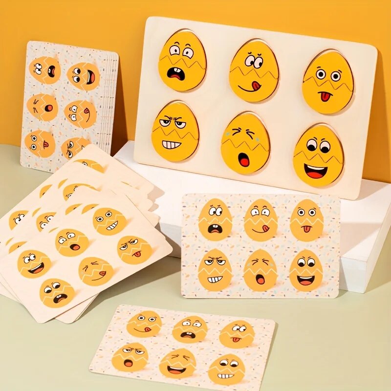 ไม้ Expressions รูปไข่ Montessori ของเล่นสําหรับเด็กวัยหัดเดินเด็กก่อนวัยเรียน DIY ไม้ของขวัญ Sensory ของเล่นเพื่อการศึกษา